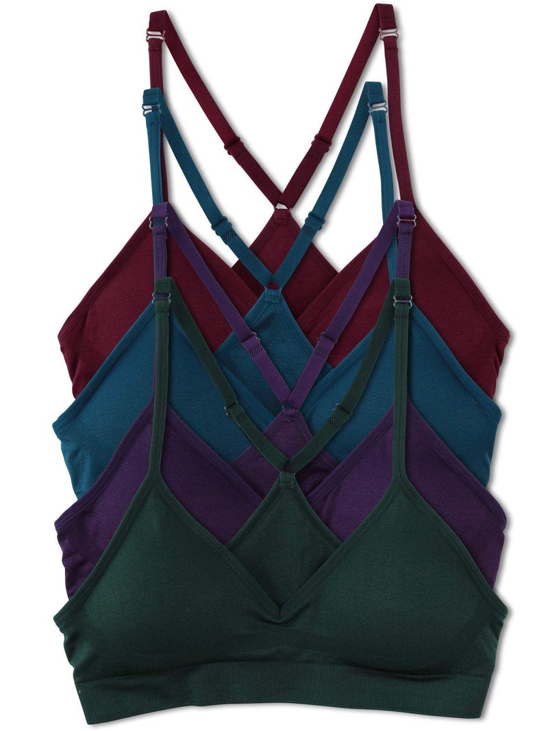 Kalon Womenâ€™s 4 Pack Racerback Sports Bralette Seamless Wireless Comfort Bra (Small, D. Vintage) - Image 1